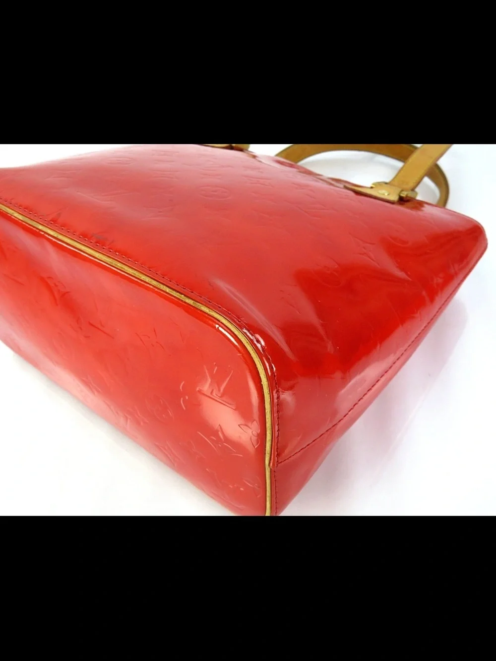 Louis Vuitton Red Patent Tote with Tan Handles